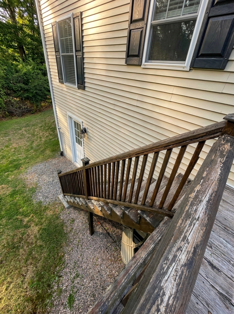 Custom wooden deck construction by HBO Construction