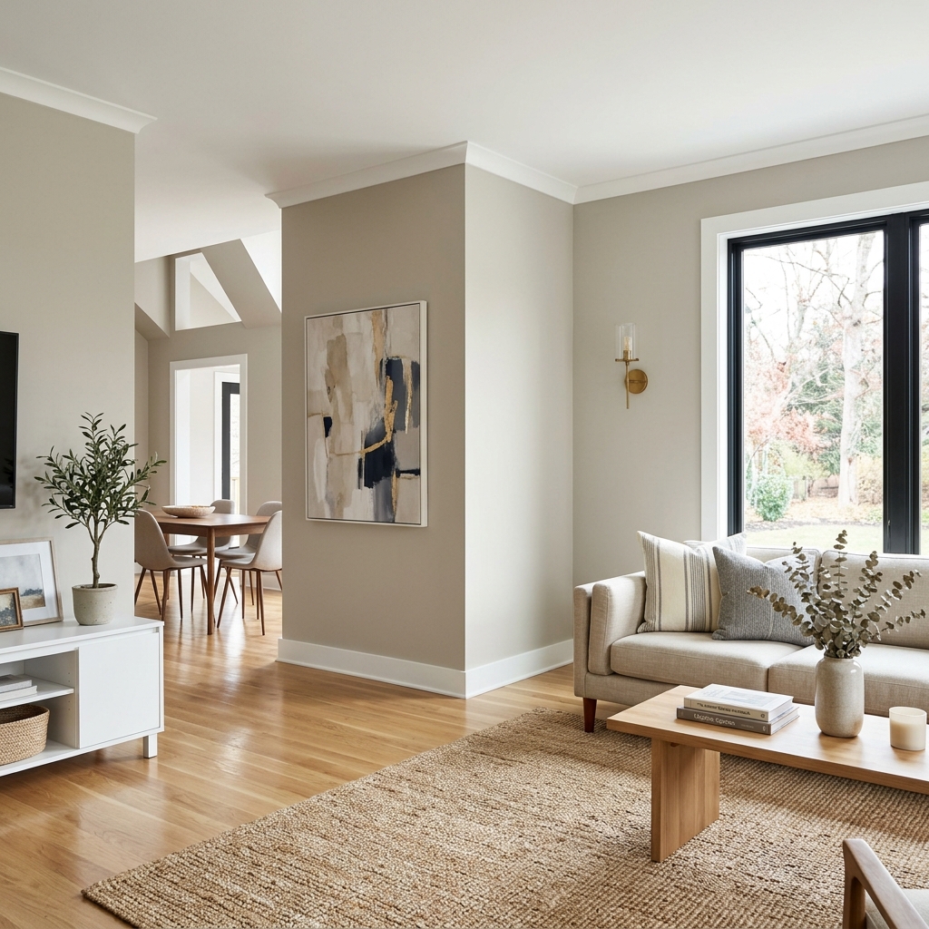 Interior house painting, freshly painted living room in Cambridge, MA
