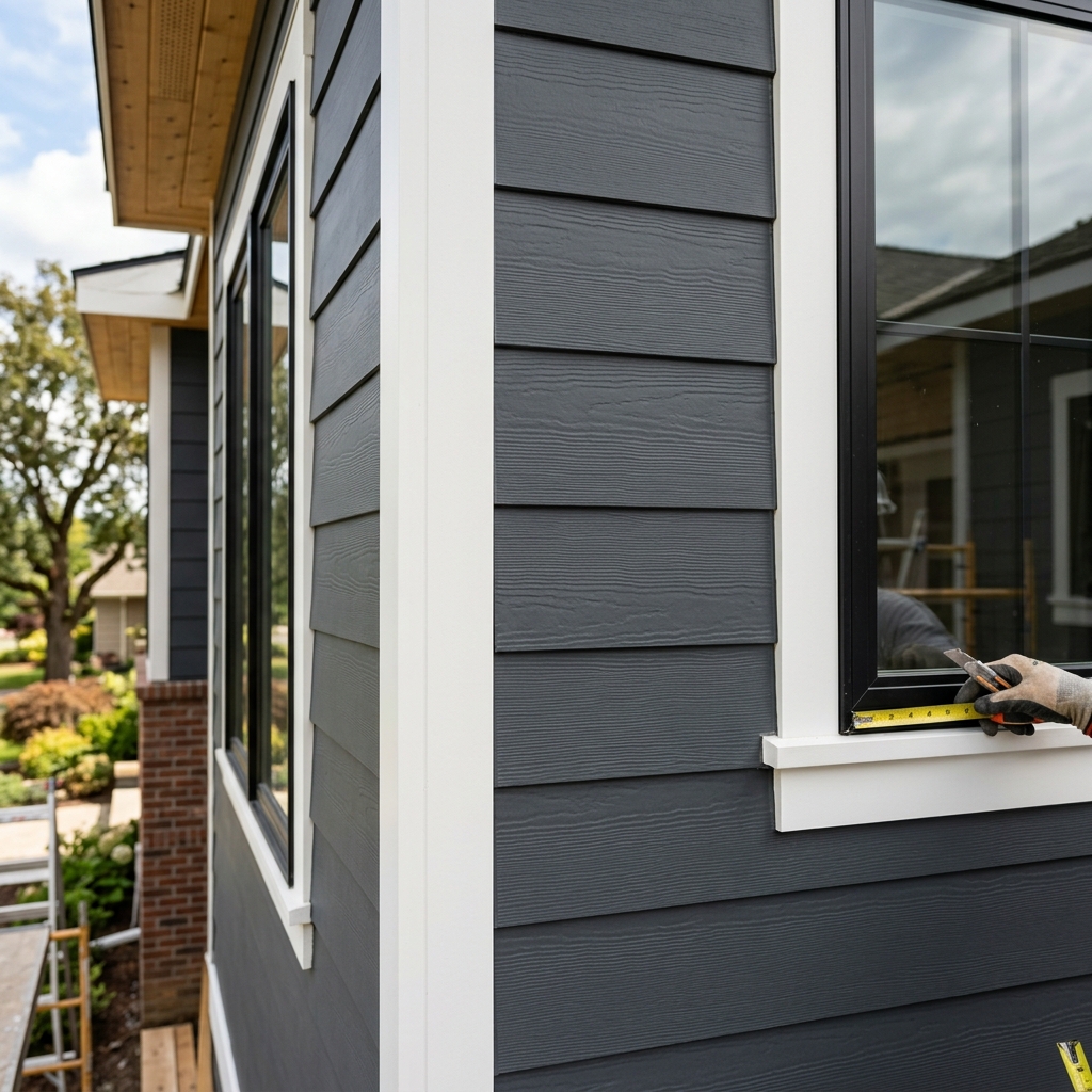 Fiber cement board siding installation on craftsman home in Waltham, MA